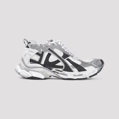 Balenciaga Runner Sneakers With Mesh Panels And Rubber Sole In Grey White Black