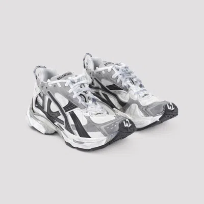 Balenciaga Runner Sneakers With Mesh Panels And Rubber Sole In Grey White Black