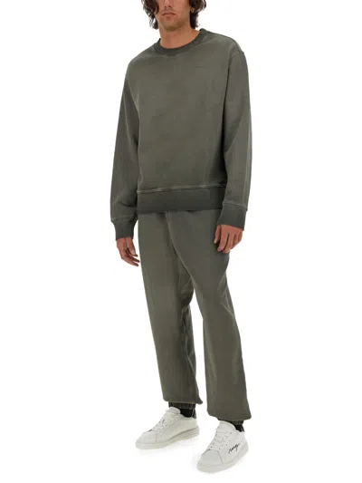 Msgm Washed Out Jersey Sweatshirt In Grey