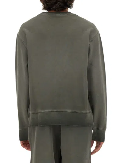 Msgm Washed Out Jersey Sweatshirt In Grey