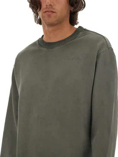 Msgm Washed Out Jersey Sweatshirt In Grey