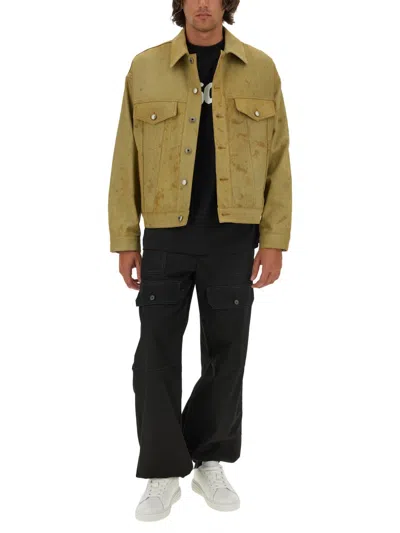 Msgm Denim Jacket Dyed In Tea In Green