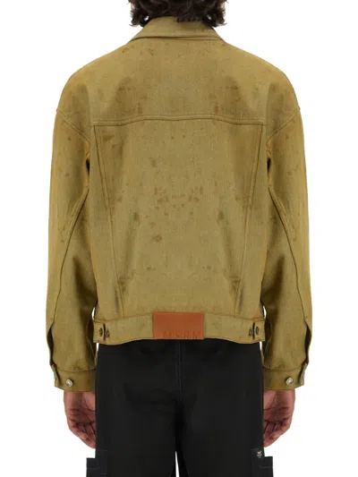 Msgm Denim Jacket Dyed In Tea In Green