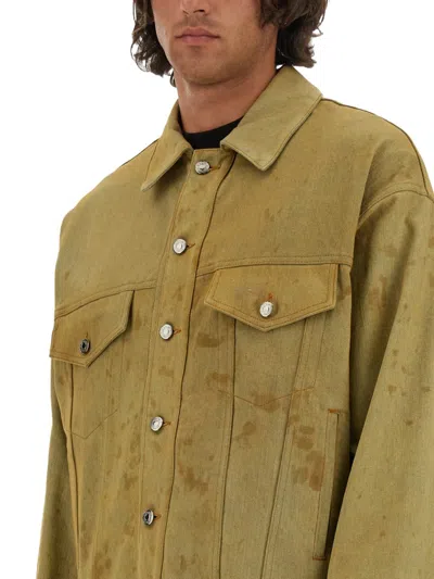 Msgm Denim Jacket Dyed In Tea In Green