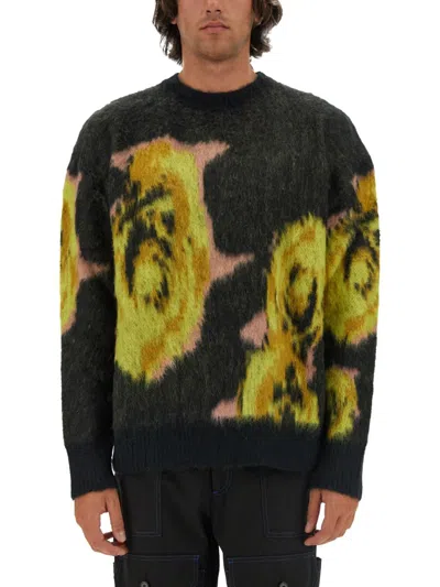 Msgm Underground Pixelled Roses Jersey In Multicolour