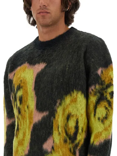 Msgm Underground Pixelled Roses Jersey In Multicolour