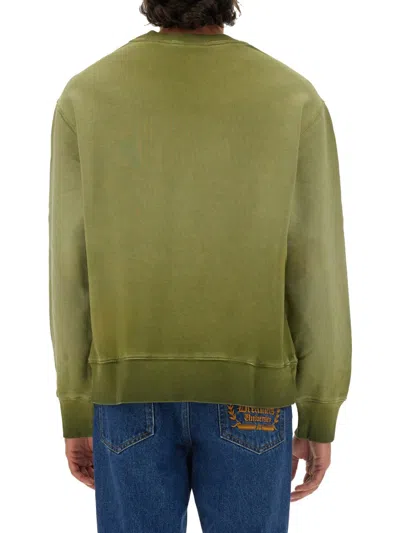 Msgm Washed Out Jersey Sweatshirt In Green