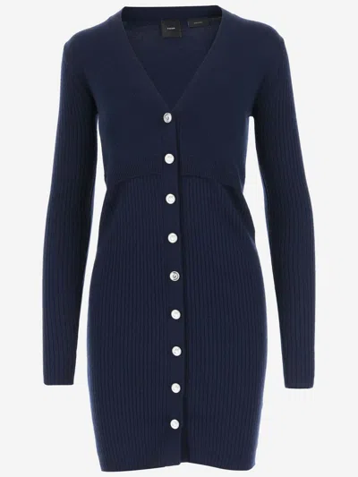 Shop Pinko Wool Blend Knit Dress In Blu