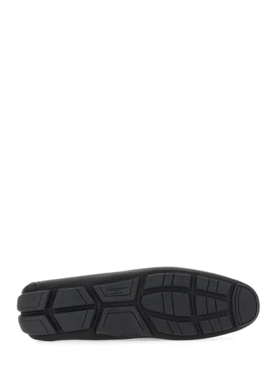 Ferragamo Black Leather Front Loafers In Black