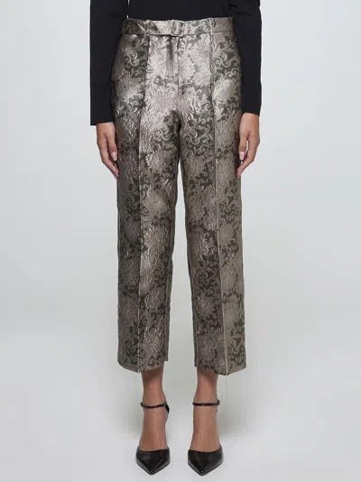 Shop 's Max Mara Elio Lame Jacquard Trousers In Silver