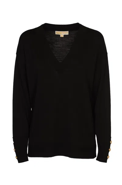 MICHAEL KORS V-NECK RIB TRIM SWEATER 