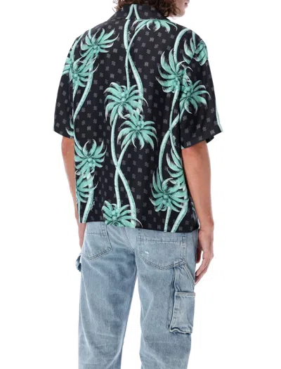 Shop Amiri Palm Bowling Shirt In Black