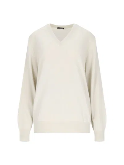 Canessa V-neck Sweater In Cream Cashmere In Crema