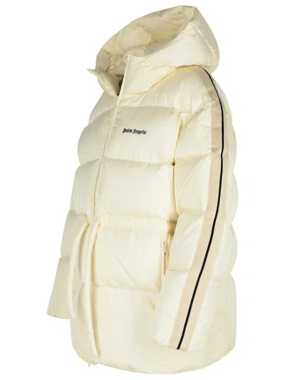 Shop Palm Angels Cream Polyamide Down Jacket