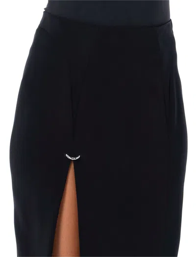 Mugler Heavy Fluid Midi Skirt In Black