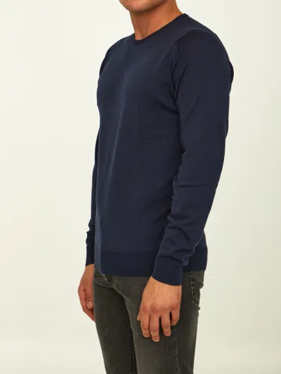 John Smedley Blue Merino Jumper In Blue