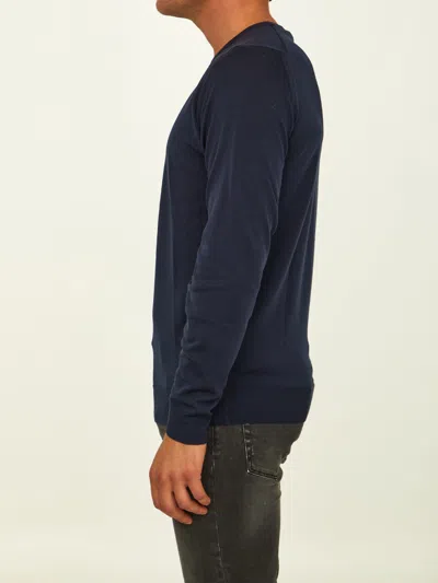 John Smedley Blue Merino Jumper In Blue