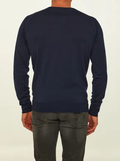 John Smedley Blue Merino Jumper In Blue