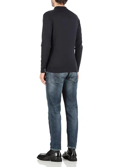 John Smedley Belper Buttoned Knitted Polo Shirt In Blue