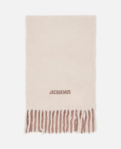 Shop Jacquemus Lecharpe Moisson Alpaca Fringe Scarf In Multi-beige