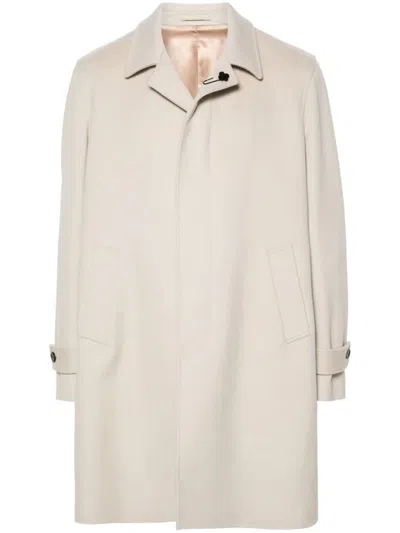 Shop Lardini Ivory White Virgin Wool Coat