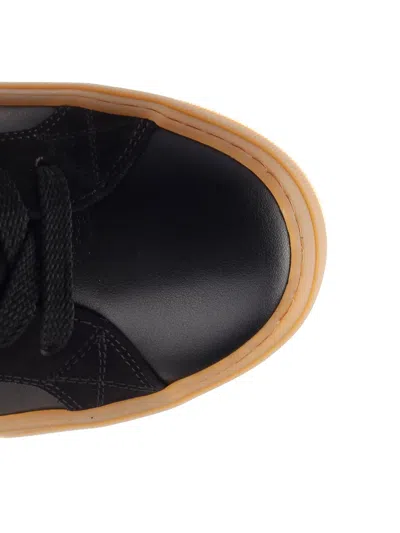 Moncler Monaco Leather Low-top Sneakers In Black