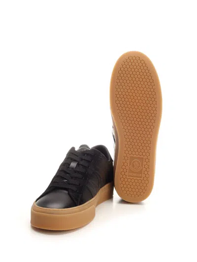 Moncler Monaco Leather Low-top Sneakers In Black