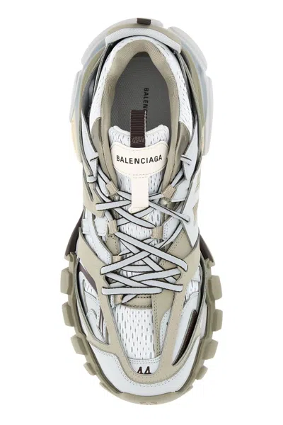 Shop Balenciaga Multicolor Mesh And Rubber Track Sneakers In Grey/taupe