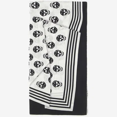 Shop Alexander Mcqueen Biker Skull Scarf In White