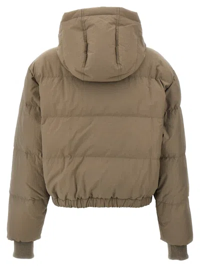 Shop Brunello Cucinelli Hooded Knit Insert Down Jacket In Neutrals