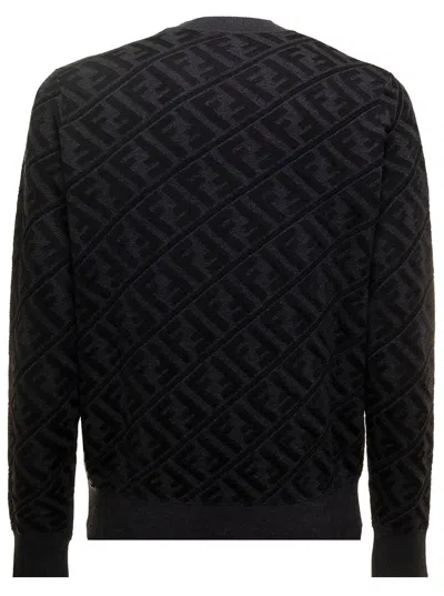 Fendi Ff Monogram-pattern Jumper In Ardesia Nero
