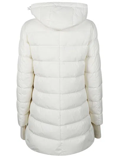 Herno White Down Jacket With Drawstring Hood In Tech Fabric Woman In Bianco