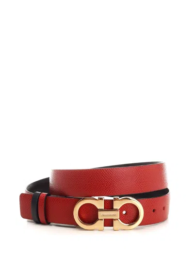 Ferragamo Salvatore  Ladies Gancini Reversible Belt In Red