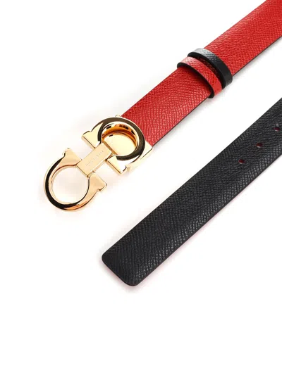 Ferragamo Salvatore  Ladies Gancini Reversible Belt In Red