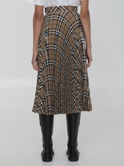 Shop Burberry Check Pleated Skirt In Linden Ip Check