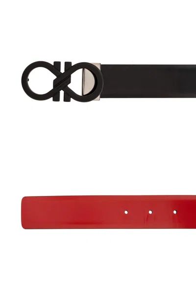 Ferragamo Gancini Buckle Reversible Belt In Blue