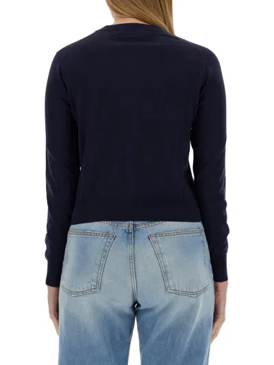 Shop Maison Kitsuné Wool Cardigan In Blue