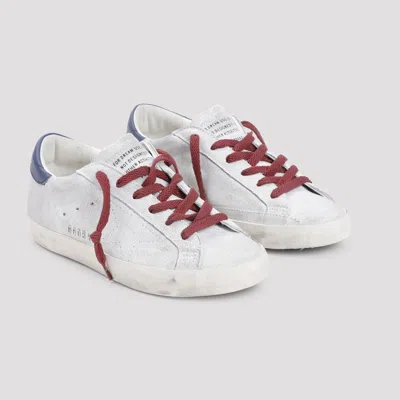 Shop Golden Goose Superstar Sneakers In Silver White/blue