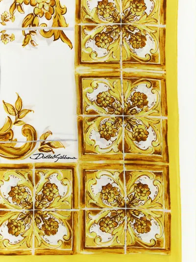 Shop Dolce & Gabbana Maiolica Silk Scarf In Yellow