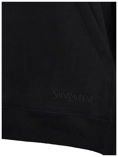 Shop Saint Laurent Camionneur Molleton Hoodie In Black