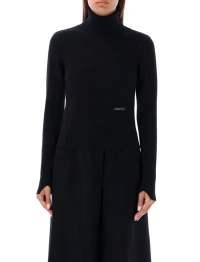 Shop Patou High Neck Knit Patch Logo In Black