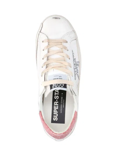 Shop Golden Goose Super-star Low-top Sneakers In White/silver/pink