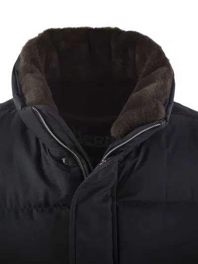 HERNO SHORT DOWN JACKET WITH DETACHABLE FUR INSERT 