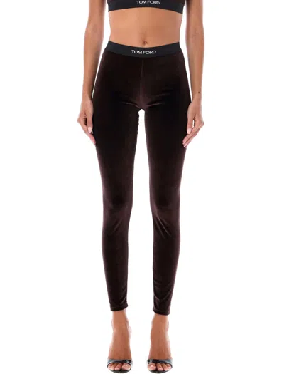 Tom Ford Brown Jersey Signature Leggings In Brown
