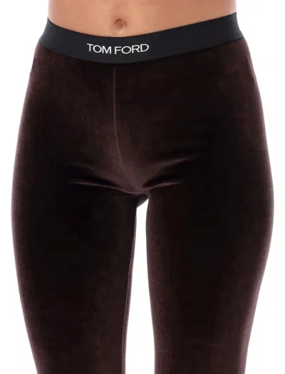 Tom Ford Brown Jersey Signature Leggings In Brown