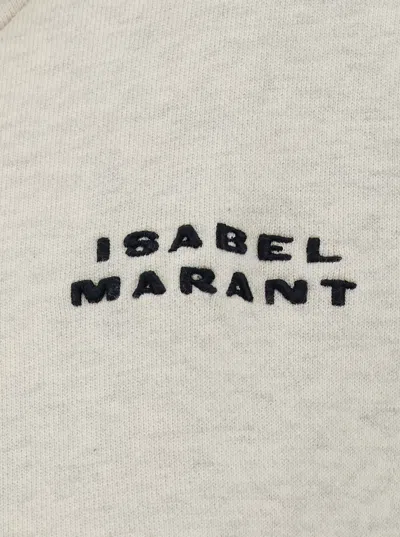 Shop Isabel Marant Beige Hoodie With Logo Embroidery In Cotton Blend Woman In Neutrals