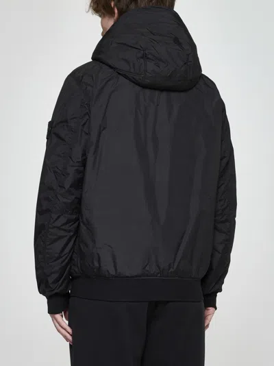 Shop Stone Island Hooded Padded Jacket In Black