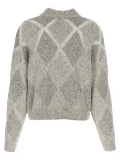 Shop Brunello Cucinelli Sequin Sweater In Grigio Perla+quarzo+ghiaia