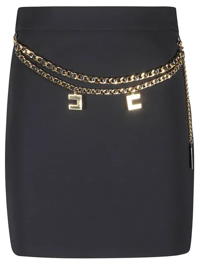 Shop Elisabetta Franchi Belted Skirt In Black