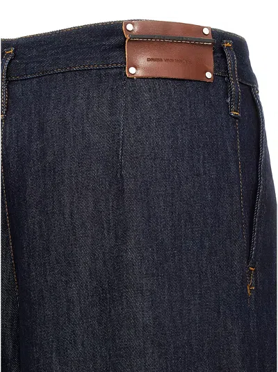 Dries Van Noten Dark Blue Denim Pamplona Wide-leg Jeans In Blue